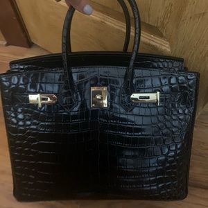 Brand new black crocodile print bag